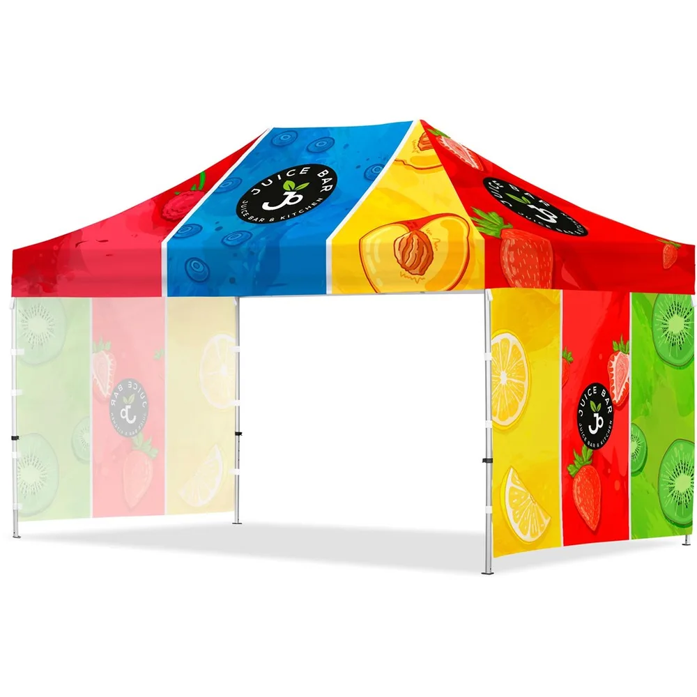 Coated Steel Sublimated Gazebo 4.5m x 3m - 2 Short Full-Wall Skins